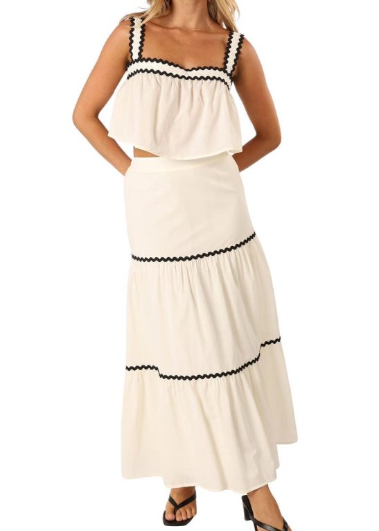 Cotton Crop Top & Maxi Skirt Set